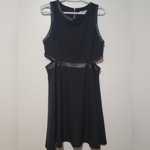 twik Dresses & Skirts - Twik Cut Out Faux Leather Trim Sleeveless Midi Dress